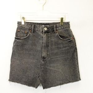 ZARA Black Washed HI-RISE Mini Denim Jean Skirt